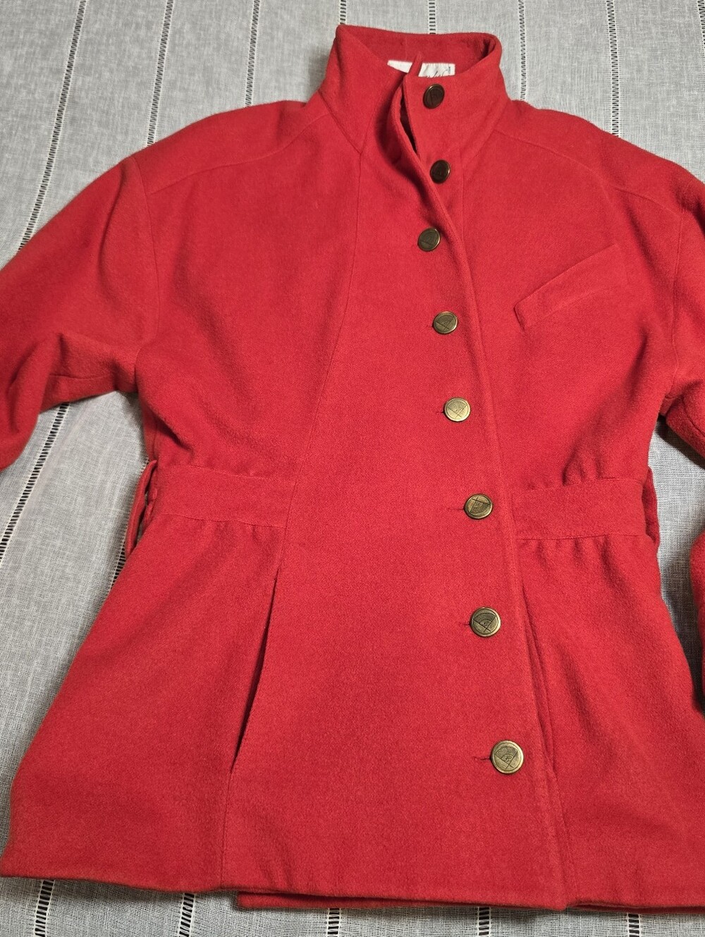 Vintage 80s Karl Lagerfeld France Red 100% Wool Coat Jacket Women's 38 ( Small) - Picture 13 of 16